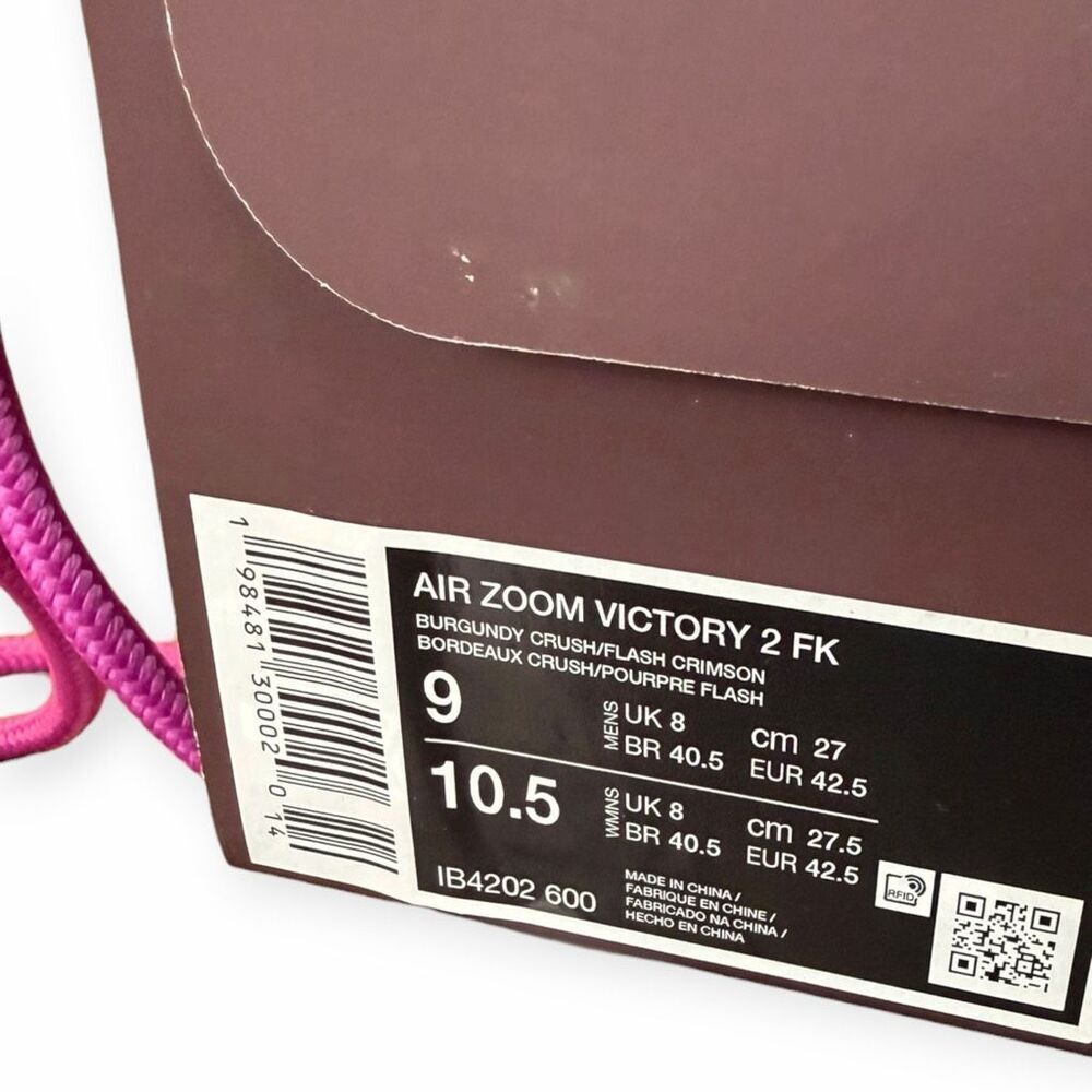 Nike Faith Kipyegon x Air Zoom Victory 2 Fuchsia Dream Spikes IB4202-600 Mens 9 - Picture 11 of 11